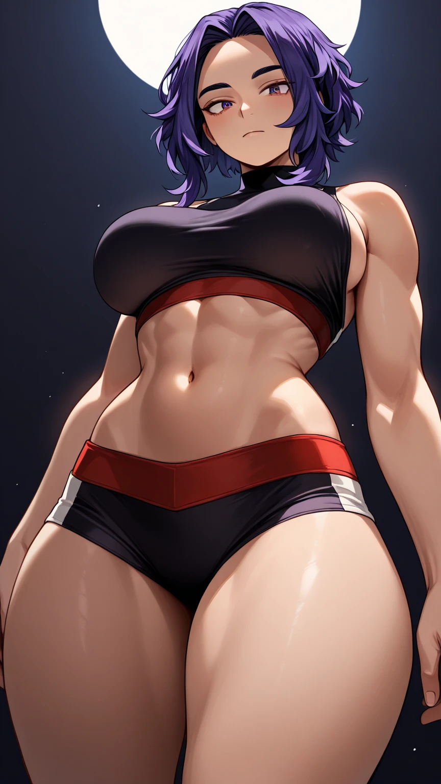 (8k, RAW photos, minino:1.1) ,female,(looki at viewer company),cowboy lens,Japanese, Xiaonan\(Naruto\),(Akatsuki Outfit:1.1),La Brett Piercing,cleavage,(((micro bikini))),smile,Be red on face,(((Full body photo))), standing, barefoot, (((muscular legs))), (muscular belly), big breasts, Dark blue hair, Professional lighting、photon mapping、based rendering physics、dark theme,