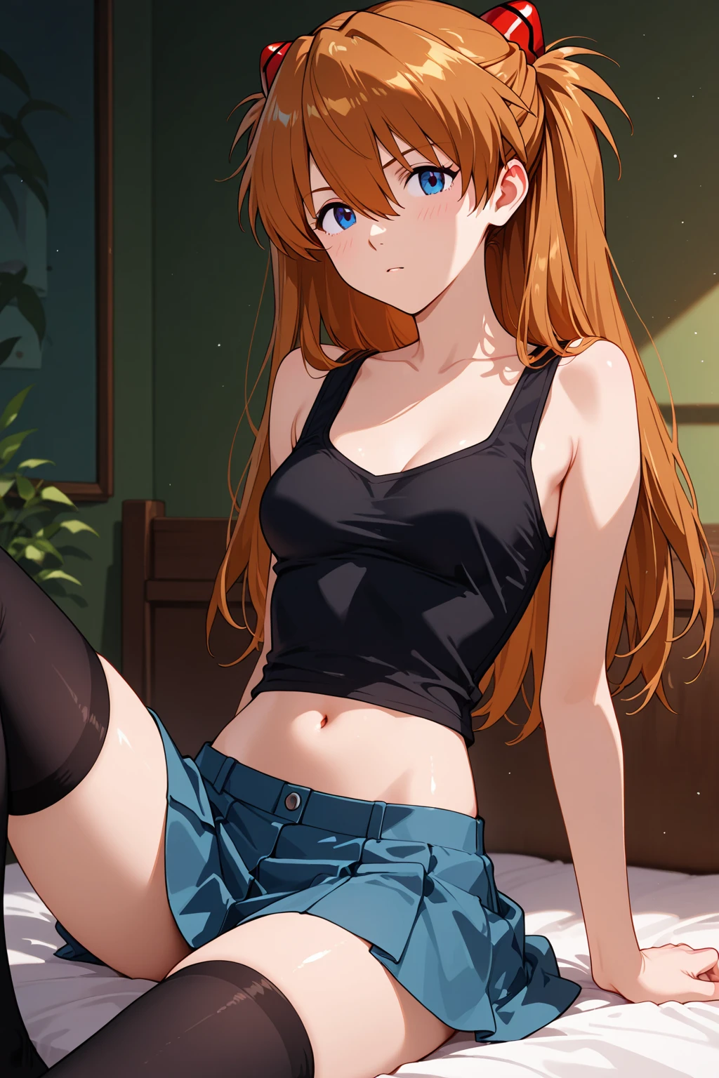 One Woman、Cute Woman、Thighs、Best image quality、High resolution、masterpiece、super high quality、Spread your legs、White bra、Polka dot panties、I can see her panties、Small ass、Big 、Blushing、4K quality、Blushing、Proud face、Wearing black stockings、bed、Spread your legs wide、Pantyhose、Sweaty all over、Heavy breathing、My breasts are bouncing up and down、heart、A mean look、Low - Angle、Slamming your hips up and down、It&#39;s on my body while I&#39;m sleeping、Squish Squish Sound