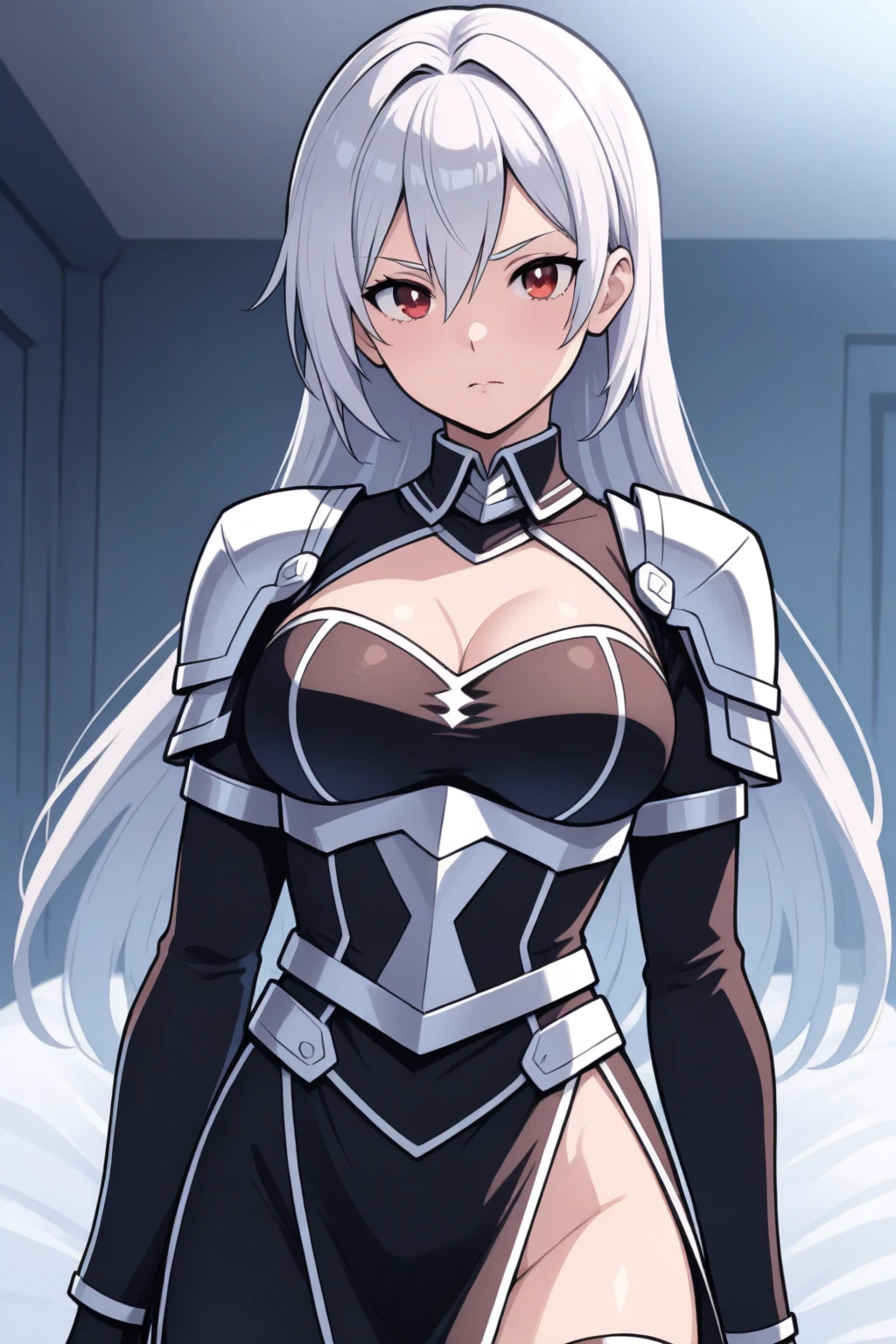 Busty gray haired girl in exotic clothing