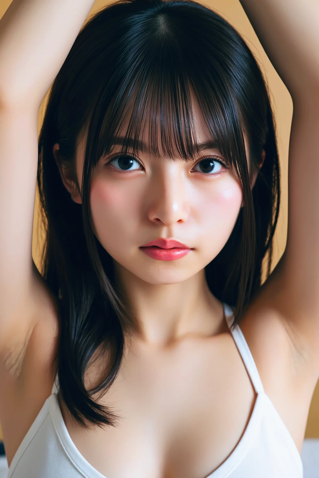 ((Extremely precise and accurate anatomy:1.0)), (photo Realistic:1.4), (hyper Realistic:1.4), (最高品質のRealisticな肌の質感:1.4), (Improvement of quality:1.4), (Enhances the beauty of skin texture:1.1), Clean and glowing skin, mesh, thin:1.2, (Realistic:1.3), Realisticなライティング, (Smoother lighting:1.05), (Improving the quality of cinema lighting:0.9), Backlight, A gentle light on your face, Ray Tracing, (Bright light:1.2), 32K, One Japanese woman, fine grain, Detailed face, (Film Grain:1.1),(Accentuates body lines:1.1), High resolution, Natural look, Kind eyes, Improves hair quality, Delicate light and shadow, Transparent muscles, Graceful pose, Beautiful Eyes, Sharp details, Soft light reflection, Beautiful contours, Delicate skin tone, Fine hair texture,Cute Japanese Women Photos, Little Woman, 20-year-old, Beautiful and perfect face, brown, Beautiful Face,  (photo Realistic:1.4), (hyper Realistic:1.4), (Realistic:1.3),
(Smoother lighting:1.05), (Improving the quality of cinema lighting:0.9), 32K, 1 girl,20-year-oldの女の子, Realistic lighting, Backlight, The light shines on your face, Ray Tracing, (Bright light:1.2), (Improvement of quality:1.4),
(Highest quality Realistic textured skin:1.4), fine grain, Detailed face,(tired, Sleepy and happy), (smile:1.0), (Accentuates body lines:1.1), (Enhances the beauty of skin texture:1.1)