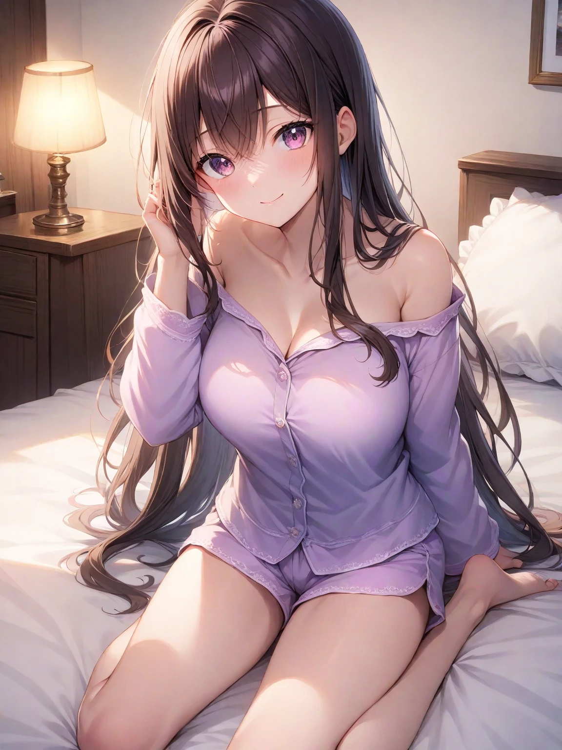 Kamisonoda, Umi Sonoda, long hair, blue hair, (yellow eyes:1.5) (flat chest:1.2),One girl sleeping with her eyes closed,Waking up,sleepy,A slightly open big shirt,black string underwear,barefoot,smile,Bedroom,the light goes out, covered with a blanket, windows,ロマンチックなmorning日,morning,extreme light,
break indoors, Bedroom,
break (masterpiece:1.2), highest quality, High resolution, unity 8k wallpaper, (figure:0.8), (beautiful and fine eyes:1.6), highly detailed face, perfect lighting, Very detailed CG, (perfect hands, perfect anatomy),