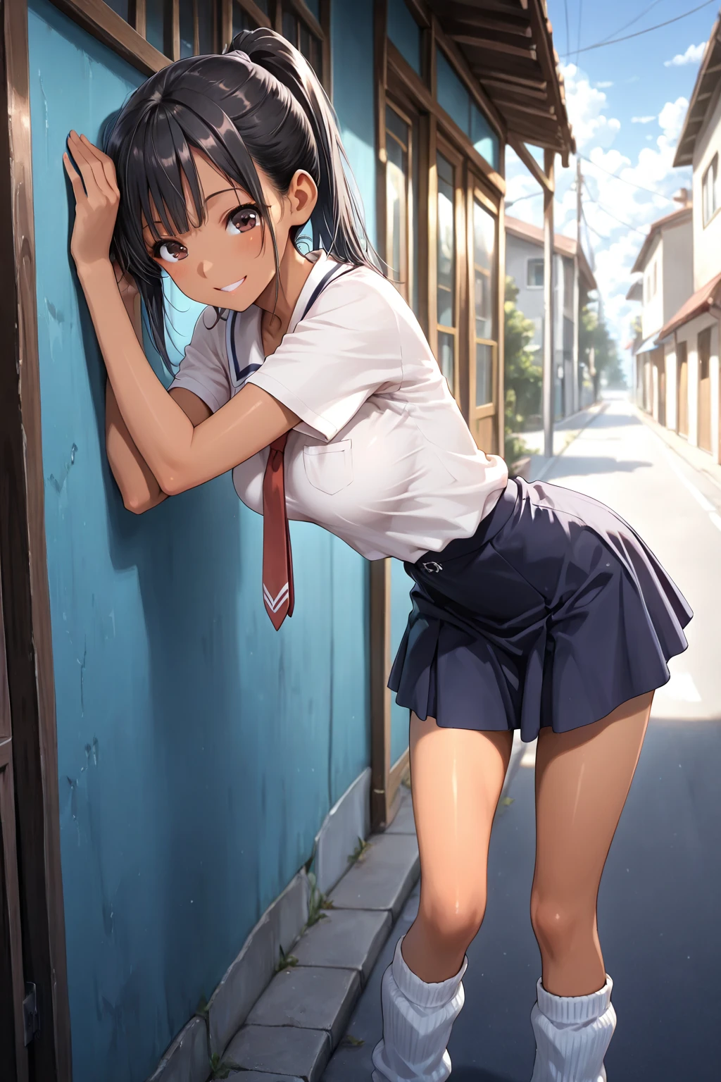 ,(8k, Highest quality, masterpiece: 1.2), (tomgirl: 1.37), (beautiful face),Very detailed face, One Girl,(midnight,flashing,embarrassed:1.5,shyness:1.3,Humiliation: 1.2), Beautiful attention to detail, Floating messy short Hair, (shirtlift:1.3), stockings, (whole body:1.2),(Night famous street,mob people,crowded,(flat chest:1.2)),background blur,fake smile,(at alley:1.3),cute,tears,Pleated checkered blue white Microminiskirt,open mouth
