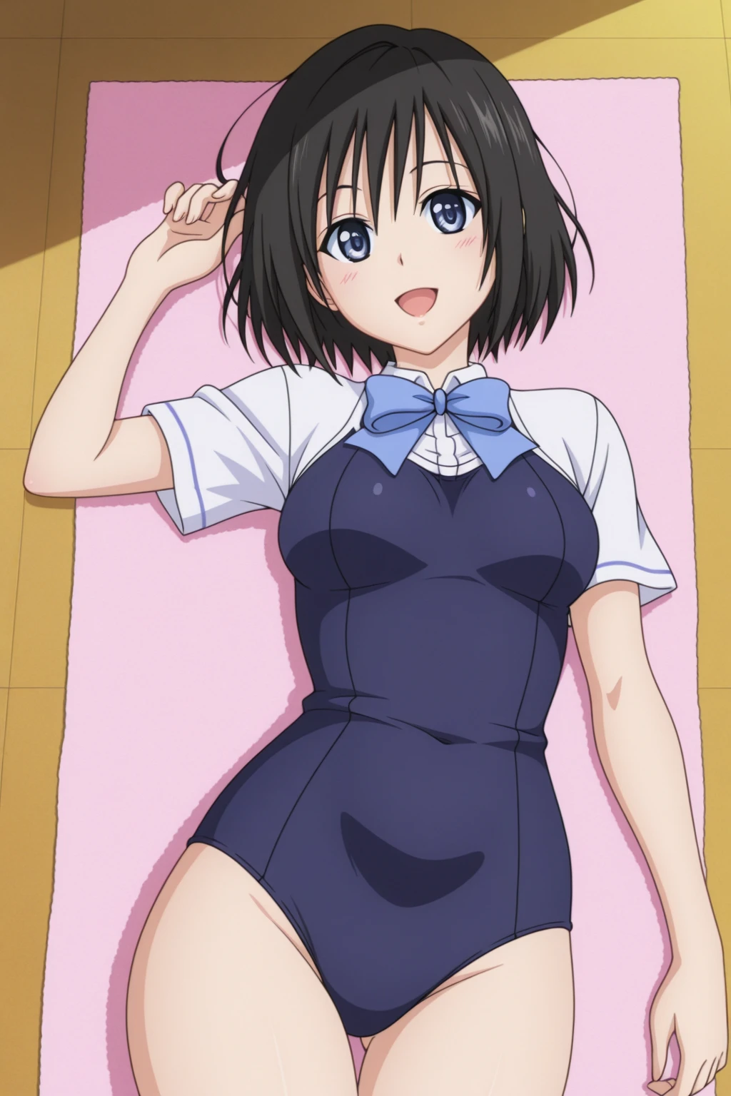 Alone, One girl, Onodera Kosaki, Pussy,Spread your legs,Avatar,Cyberspace, Nipples, School Swimsuit,smile, View your viewers, sketch, got it,, 2D, Anime Coloring,, Jagged lines,Nipples,,Pussy,Spread your legs,