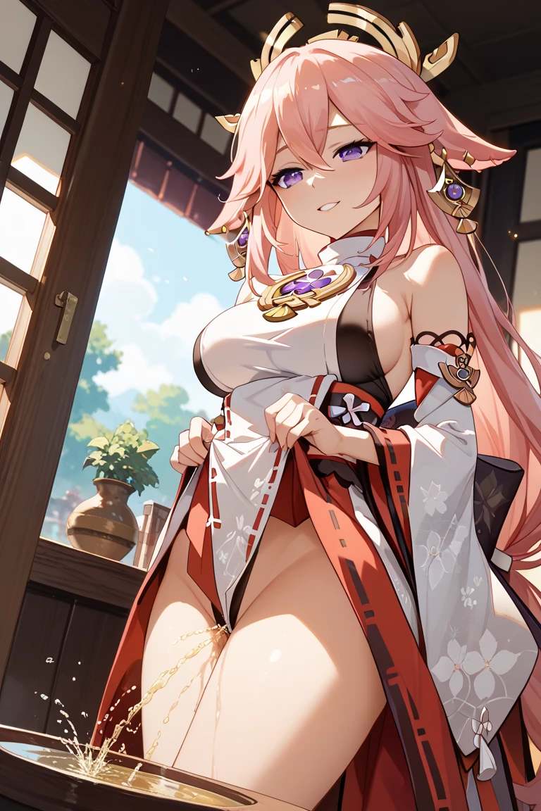 Masterpiece、Highest quality、Super detailed、1 girl、Light pink hair、Fluffy and soft long hair、Starry eyes、Big Tits、Cleavage、Too big breasts、Heian period、Japanese fantasy、Wide open chest、Mysterious Lights、Night Sky、smile、Lace cape、Belly button