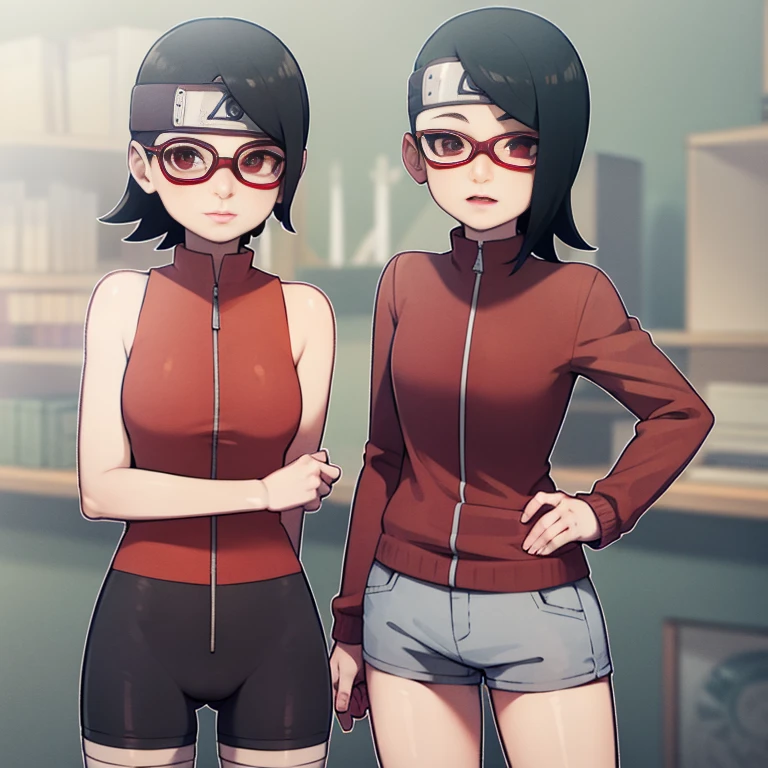Sarada bikini goteando semen anime screencap,
1girl,solo,black hair,short hair, black eyes,skinny,cowboy shot, standing, forehead protector, smirk,(dress:1.1),(white shorts:0.8), black thighhighs, thigh holster, arm warmers, bare shoulders, looking at viewer, outdoors,pelvic,red-framed eyewear, glasses,arms behind back, head tilt, pelvic curtain, facing viewer, hands on hips, zipper, shiny hair,