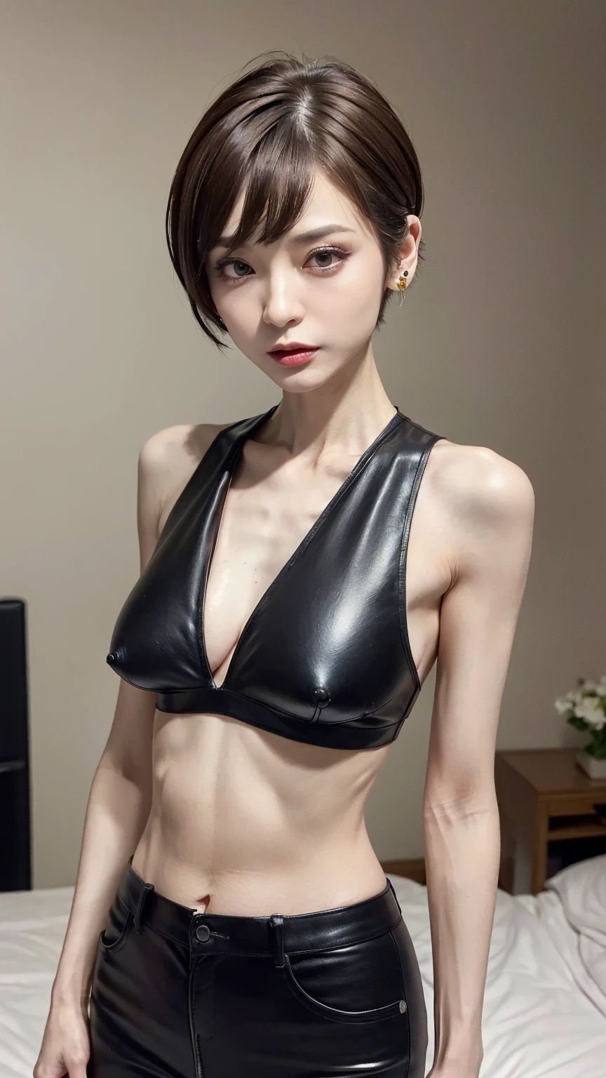 Realistic photos, 8k,Energy Drinks,body is male,A woman with a beautiful face,17 years old,(((Bob cut ladyboy,transgender,otokonoko,Male chest,No bulge in the chest))),((Full body view,Flat Chest,Very muscular,Body fat percentage10％,Muscles like athletes,Macho,massive)),(((Homeless,beggar,Pale face,It is dirty,Bad smell,dirty,odor,Homeless,Depraved,Handsome young Korean ladyboy with bob cut))),(((Very big eyes,Angry face,looking at the camera,Frowning))),Chest is male,(Ultra-realistic), (High resolution), (8k), (Very detailed), (Best Illustration), (Beautiful fine details), (highest quality), (Super detailed), (masterpiece), (Detailed face), ,alone,Black hair bob cut,(((A girl with makeup on her face,The body is a perfect man))), Wearing a dirty black hoodie,Transgender,Korean,kpop,完璧な筋肉質なMale chest