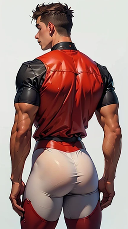 (masterpiece, highest quality:1.2)Cowboy Shot,Rear view, alone, takuma sakazaki, 1 person,black hair,off-center part hair, white bodice jacket, bottomless, fundoshi, fighting stance,Anguished expression,Open your mouth,blush,Sweaty,Sweat vapor,???????, Spoken Heart,Perfect ???????,At the dojo, masterpiece, Perfect Face, Perfect picture, Fine grain, Sharp focus, Very detailed view, Very detailed,fundoshi,???????