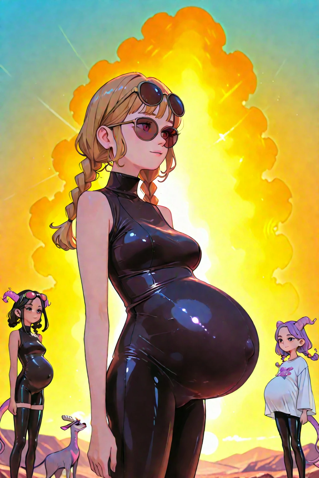 A beautiful young woman, Taylor Swift (25 years old), covered in alien slime and bodily fluids, experiencing intense sexual ecstasy as she is penetrated by tentacle-like alien penises in a surreal, otherworldly scene. Extreme penetration, with a visible bulge in her belly. Highly detailed, hyper-realistic, 8K, masterpiece, cinematic lighting, vibrant colors.
