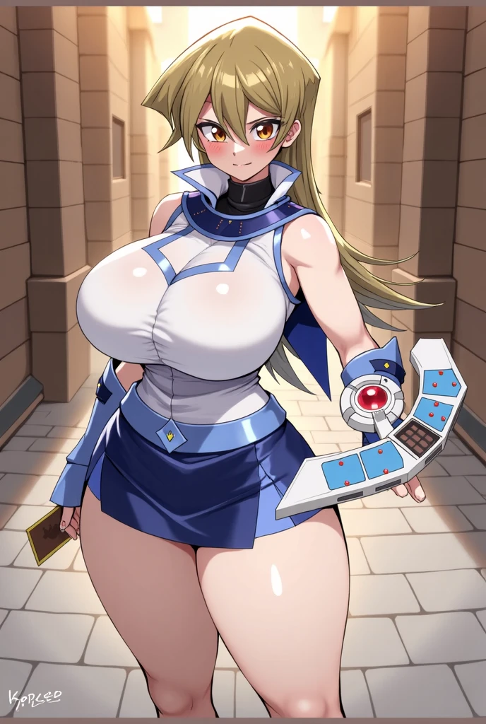 (Perfect body),Best Quality,16 K、masuter piece、((Blue Dress))、((Black tight mini skirt))、(Yellow shoulder armor)、Blue striped panties、(glares)、:D、I have my mouth wide open、Tsuriformes、(Sideburns braids)、(((bob cuts)))、(Blue eyes),((Silvery hair)),(Sweat)、(Big ass)、huge-breasted、(((thick thighs)))、(Inside the spaceship)、
