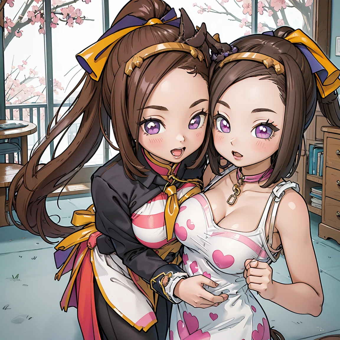 score_9, score_8_up, score_7_up, score_6_up, score_5_up, score_4_up, (source_anime), 2girls, breast sucking, Full body ,Night, Lights out, dark, Dark room, no lighting, nezuko kamado, kimetsu no yaiba, shinobu kochou