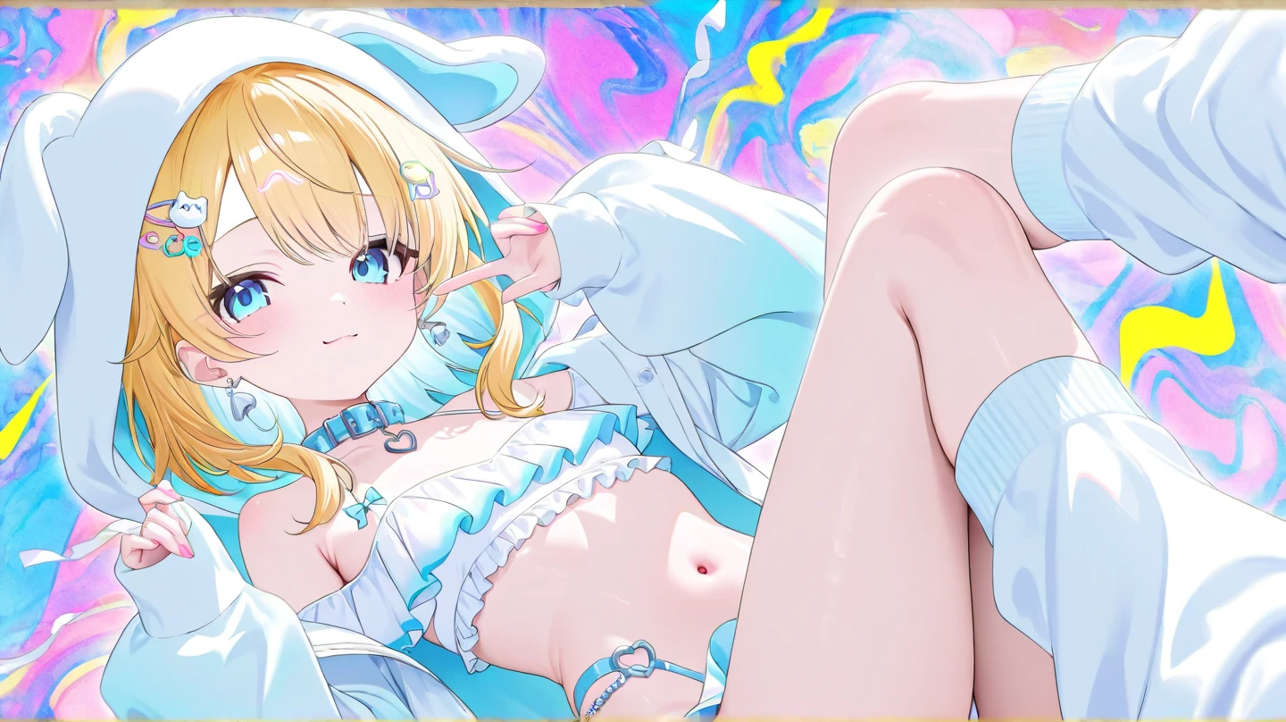 (NSFW),High resolution, (An illustration: 1.3), anime、((highest quality)), (Super detailed), (beautiful), ((Under detailed fantastic starry sky:1.3)), (1 cute  :1.5)、(alice in wonderland costume、one piece:1.4),white and transparent skin、BREAK (Big blue ribbon on the head:1.3)、BREAK Shiny pale colorful blonde long hair,BREAK (cowgirl position, squatting, spread legs,spread your pussy、grab crotch,Uterus,urethra:1.6),(lift skirt,low position、from below:1.6)、(bottomless:1.4),from directly below,(from below:2),(seductive smile:1.3)