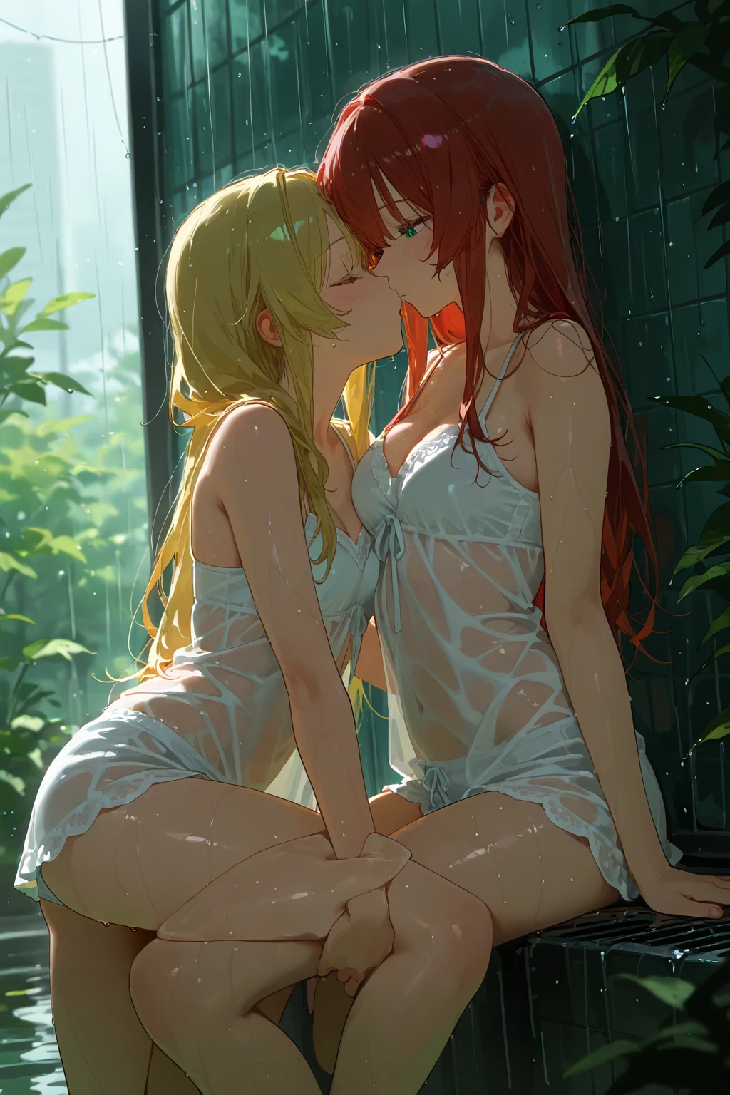 Realistic anime girl, , boobs, booty, dripping, wet