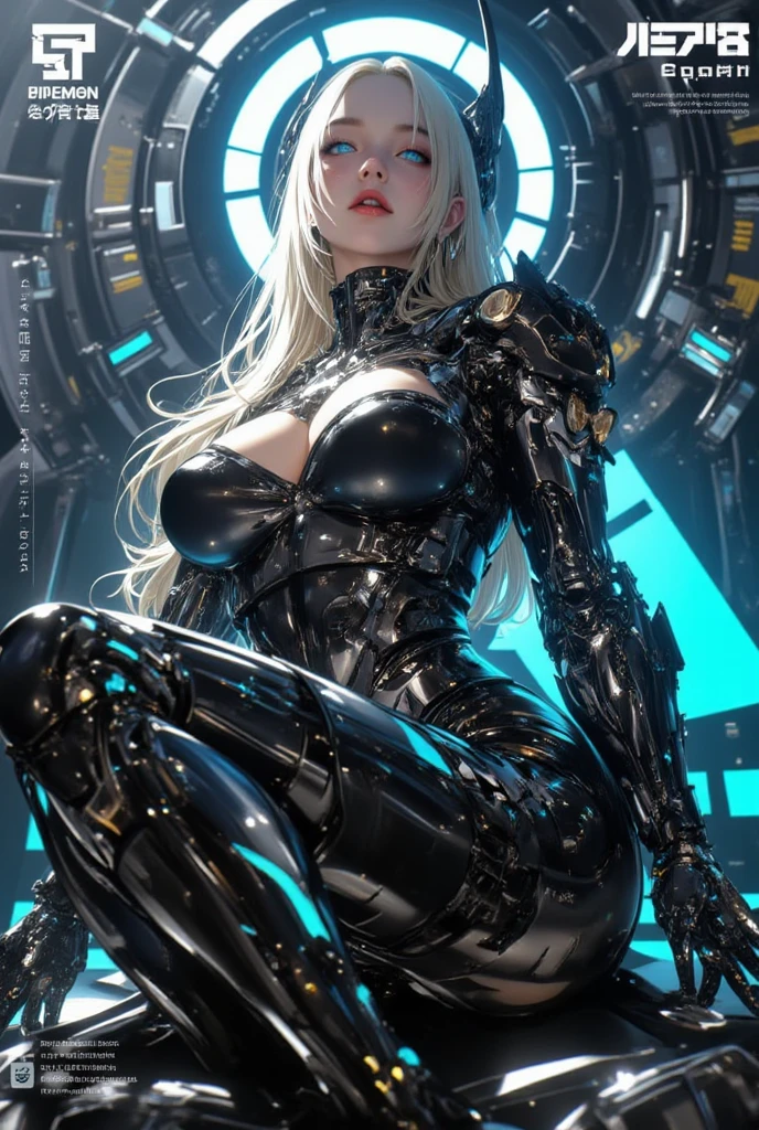 depicts a modern-day witch who has embraced the world of cybernetics to enhance her magical abilities. The artwork should convey the enchanting blend of traditional witchcraft and futuristic technology. Here are some specific elements to include: The Witch's Lair: The setting should be a cozy yet slightly eerie room, filled with magical books, crystal balls, potion ingredients, and antique furnishings. The room should be dimly lit by candles and a soft, mystical glow emanating from her cybernetic enhancements. The Cyborg Witch: The central focus of the artwork is the witch herself. She's a striking figure with a mix of traditional witch attire and cybernetic enhancements. Her clothing should have a witchy, occult aesthetic, with flowing robes, a pointed hat, and an intricate pentagram necklace. Her arms, however, have been upgraded with cybernetic components that incorporate magical symbols and glowing runes. Magical Interface: The witch is in the midst of casting a spell, with a holographic, touch-screen interface floating before her. This interface includes spell incantations, arcane symbols, and digital components, demonstrating her fusion of magic and technology. Spell Ingredients: On a nearby table, there should be a collection of spell ingredients, like herbs, potions, and magical artifacts. Some of these items may have been modified with cybernetic enhancements, blurring the line between the natural and the technological. Familiar: The witch's familiar, perhaps a cat or raven, should be present in the scene, serving as her magical companion. The familiar could also have subtle cybernetic enhancements or glowing eyes. Glowing Runes: The room should be adorned with ancient symbols and glowing runes on the walls and floor, contributing to the magical atmosphere. Aetherial Lighting: Use a combination of mystical, ethereal lighting and cybernetic glows to create a captivating interplay of light and shadow. The contrast between the tradit