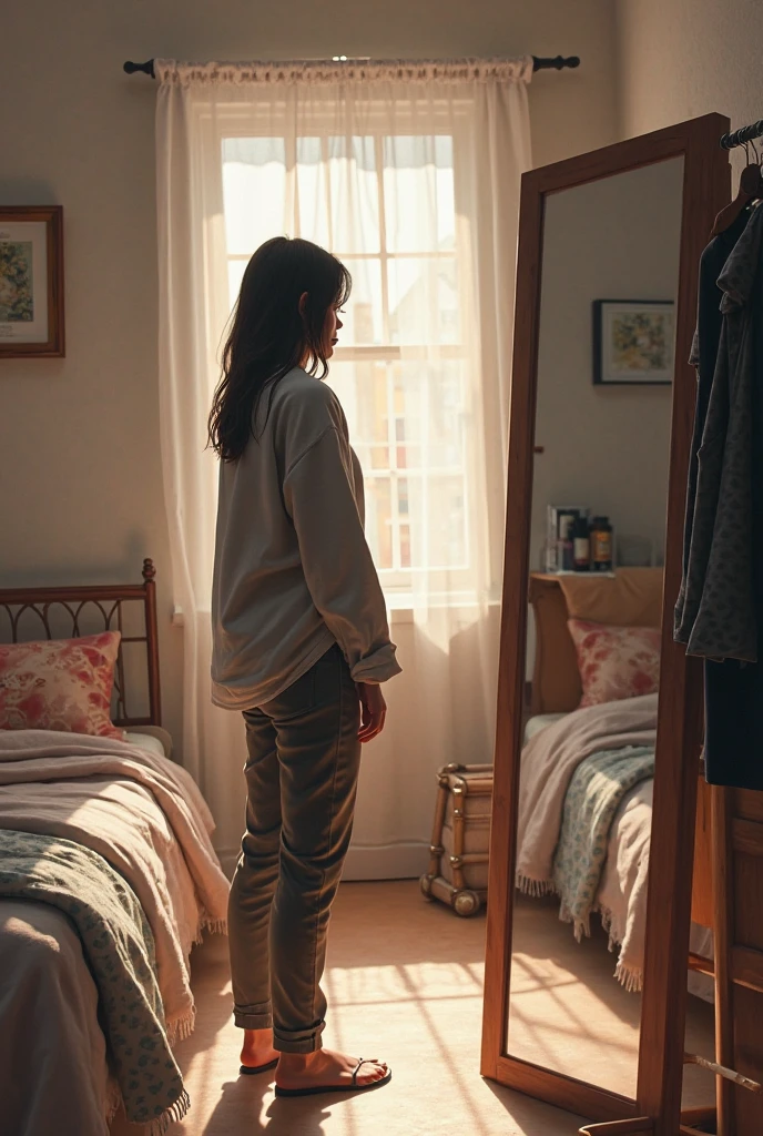 Spying on a girl changing in her room