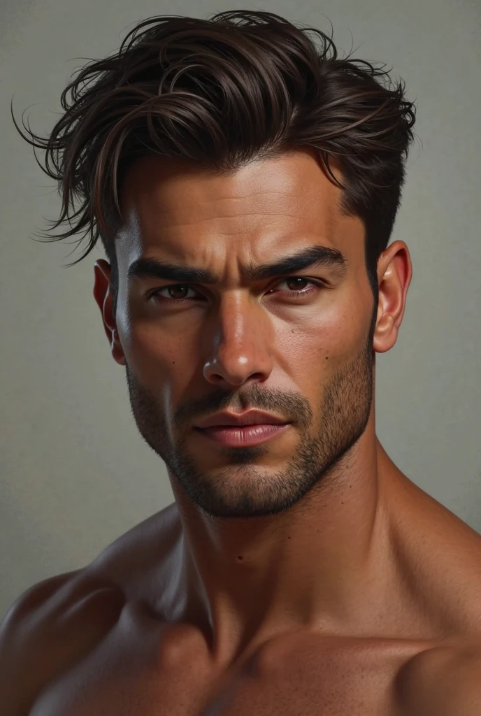 Muscular man So beautiful, so sensual, so beautiful, so charming, sacred face, warm body, too beautiful face, camera studio with 3 flashes, soft lighting, masterpiece, best quality, 8k uhd, dslr, film grain, photorealistic painting Fujifilm XT3 art of midjourney and greg rutkowski --auto