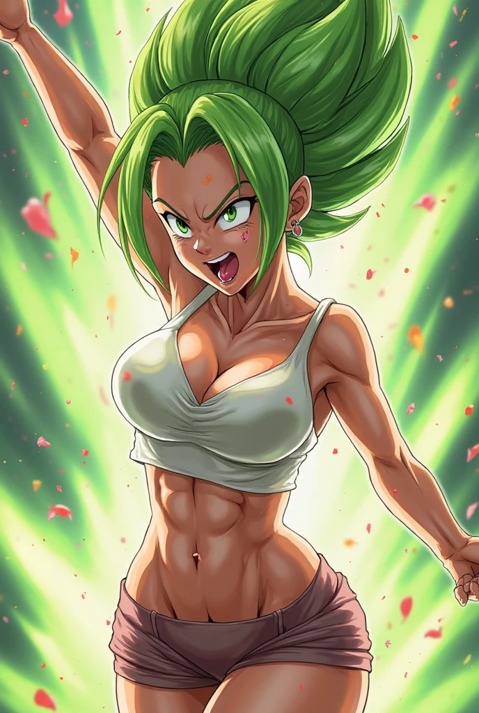 Create Kefla with big breasts and tight clothes 