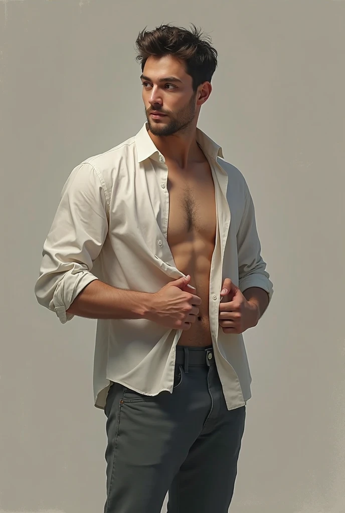 man without clothes pants and shirt