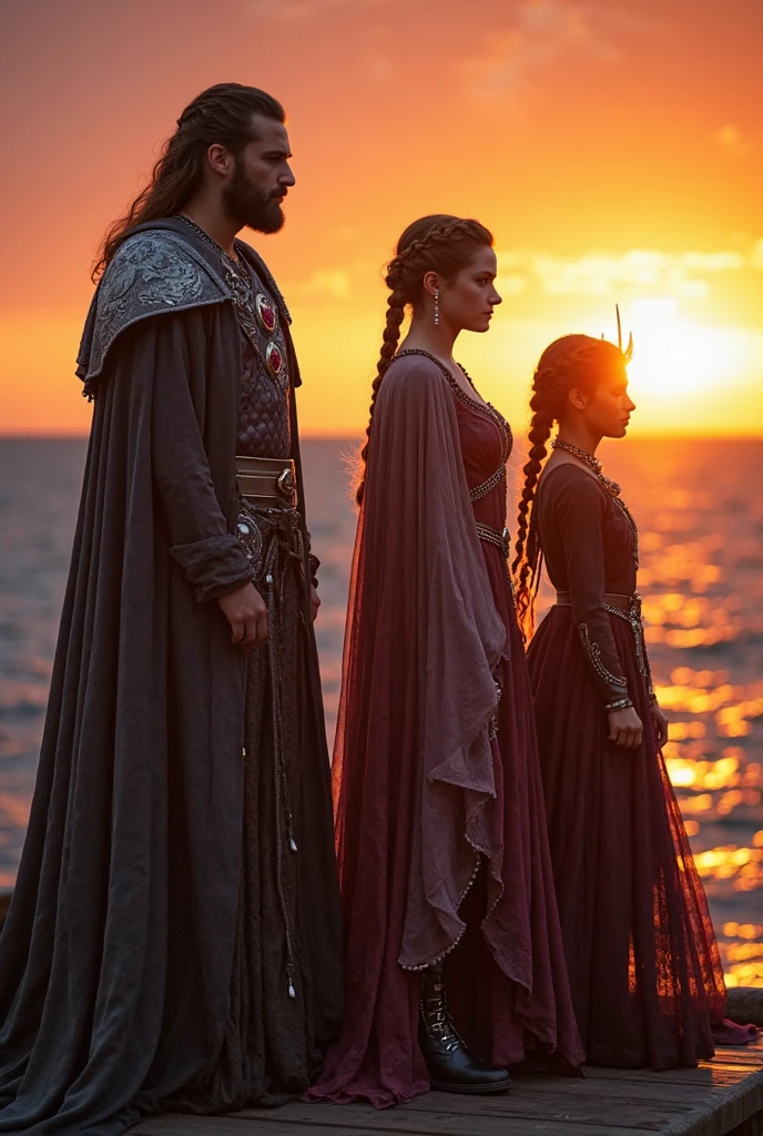 wedding, man and female, ocean view, waves, jedi robes, smugler robes
