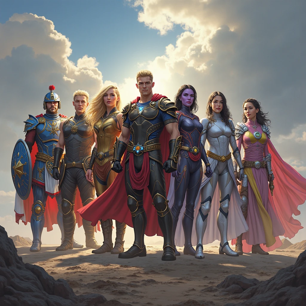 ( High quality 2D animation) morning、Departure Day、A group of brave men、A party of four: a hero, a busty female mage, a healer, and a tank、Departure from the capital、Supported by the people、Bright sunlight、excited、looks fun、Looking forward to the adventures ahead、fanfare