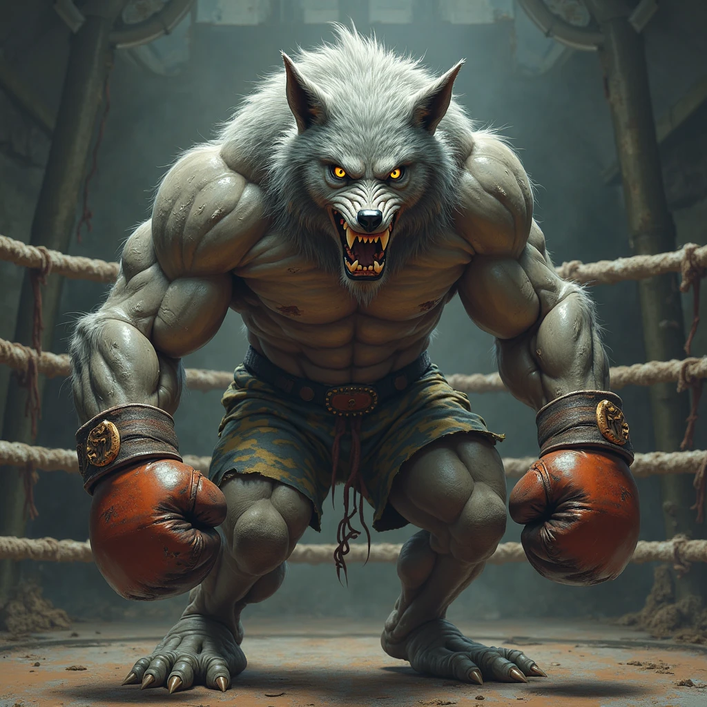 Werewolf training in the shadows of an mma gym