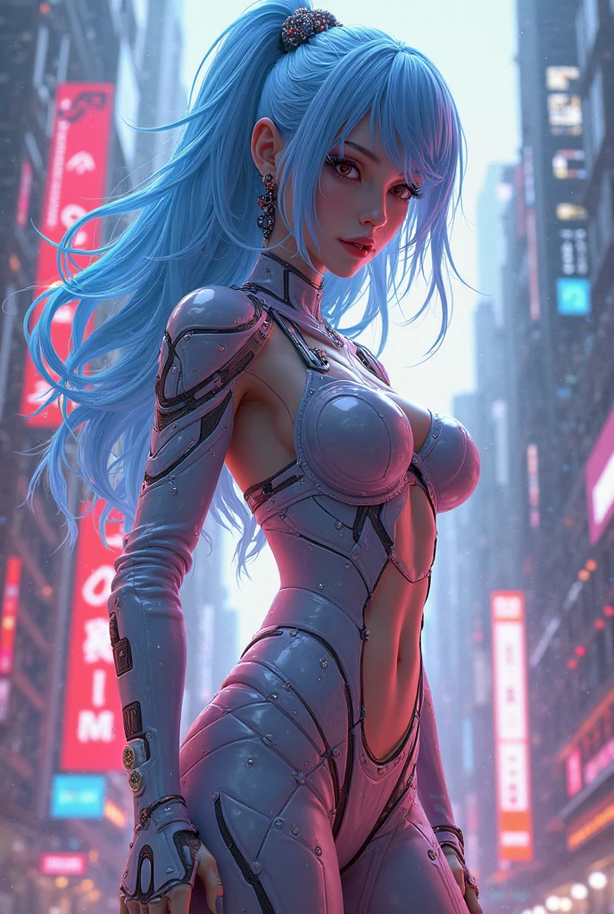 (rear view, backside view),,(La mejor calidad,A high resolution,Ultra - detallado,actual),Souryu Asuka Langley a doll with long pink hair and a (chaqueta azul:1.4) , pantalones plateado, animated barbie doll, blonde chica anime con pelo largo, (Souryu Style Sugar Langley:1.4) ,(cabello azul Souryu Asuka Langley blanco :1.4), 
(tokyo alley background :1.4), anime estilo 3D, Modelo de cuerpo completo de Anime VTuber, ilya kuvshinov con pelo largo, chica anime con pelo largo pink, figura emergente del desfile, render de una linda chica anime 3d, More detailed 8K.motor irreal:1.4,High Definition,La mejor calidad:1.4, fotorrealista:1.4, textura de la piel:1.4, obra maestra:1.8,obra maestra, mejor calidad,objeto Objeto], (rasgos faciales detallados:1.3),(Las proporciones correctas),(Ojos hermosos azules),  (pose vaquero), (Japan Venus Station Laboratory Background :1.4), ,( ciberpunk 2.1), (estilo kawaii white :1.4), (perfect anatomy 2.1 ), (Souryu Asuka Langley blanco :1.4), (white transparent latex cyborg robot:1.4),( fondo laboratorio espacial venus :1.4), (nocturno noche :1.4) 