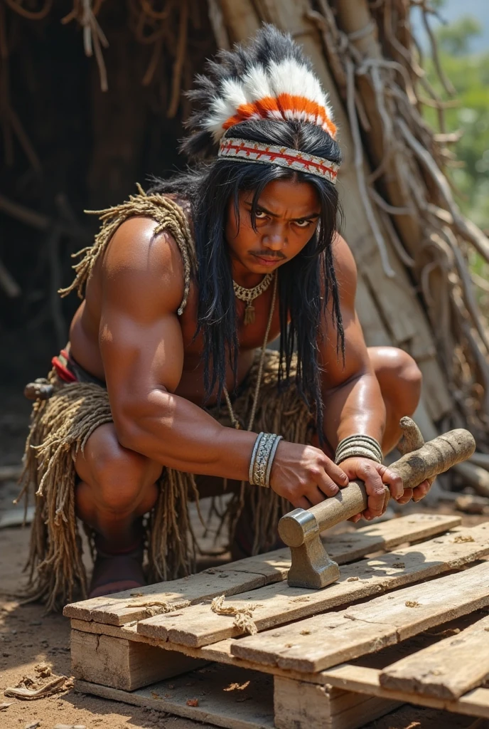 A picture of an aztec worrior after battle