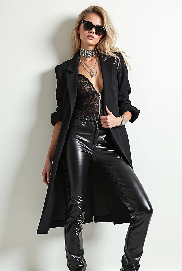 photo of her in pumps with leather pants