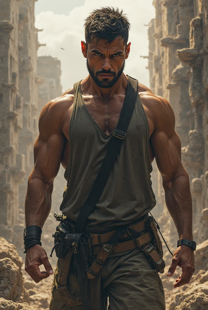 nuked, handsome, young male, hard chest, six pack, v-cut, long dick, strong dick, 8k