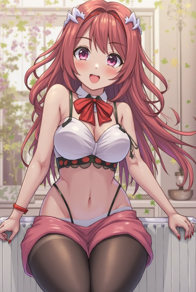 G-Cup　　masterpiece　highest quality　High resolution　　 Big Breasts　underwear　　sexy　Adult female　　Glaring eyes　Mouth slightly open　smile　Long Straight　Panties Redhead Dress