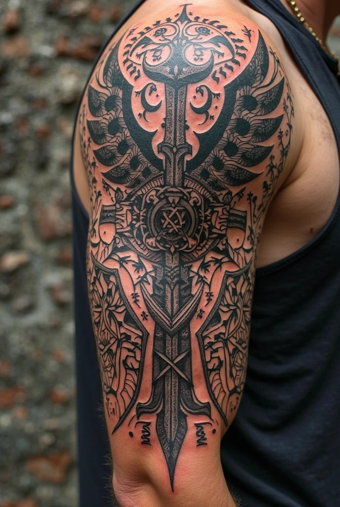 Archangel Michael Seal Glyph Tribal Tattoo for Chest Another Design