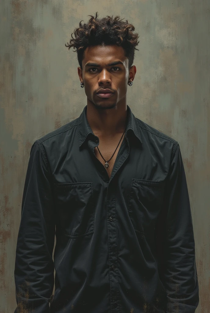 Skinny Black man shoulder length hair