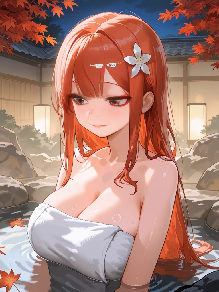 (Masterpiece, best quality, beautiful eyes, highly detailed, high res), 1girl, fox girl, fox ears, fox tail, orange hair, green eyes, Japanese priestess, goddess, Miko clothing, mature woman, big breasts, massive breasts, massive cleavage, sexy, shiny skin, wet skin, water temple, water, wet clothes, shiny clothes, beautiful face, mommy body, divine, smiling, tight clothes, thick thighs,