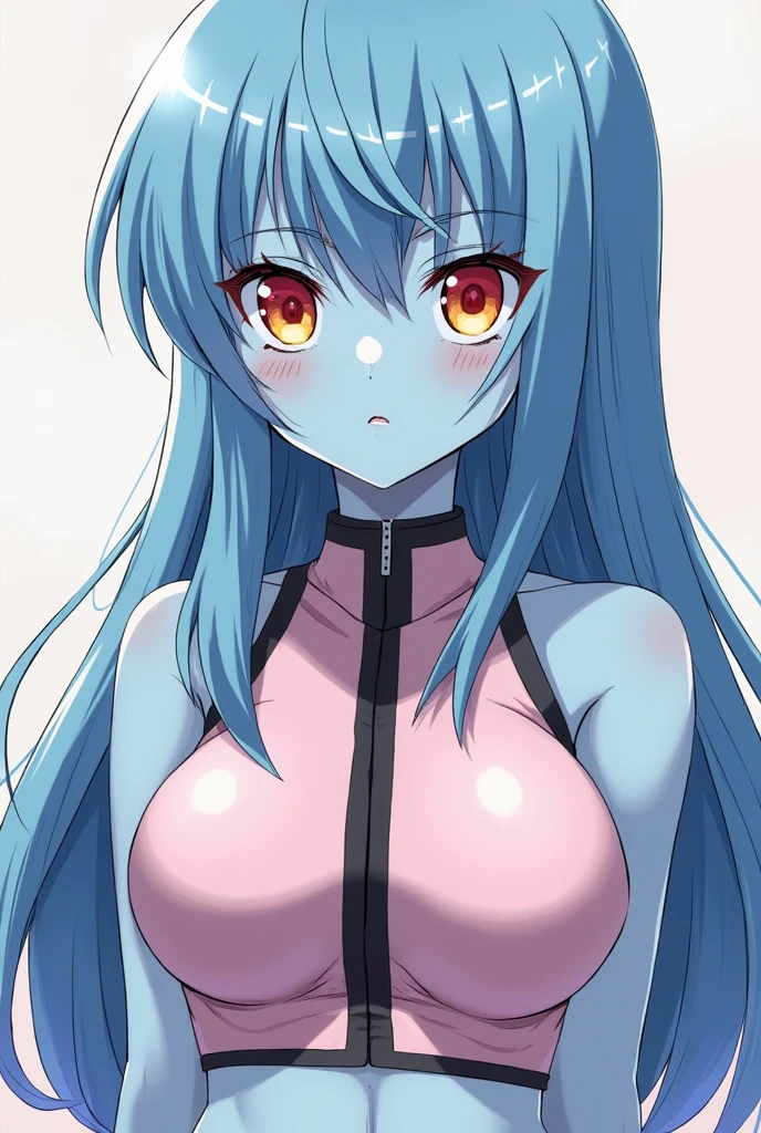 One girl, Ayanami Rei, Red eyes, Long Hair, Nude, pregnant, bad body, Big Tits, Hair between the eyes, View your viewers, Blue Hair, Mouth open, bangs, from front, medium quality, slow,