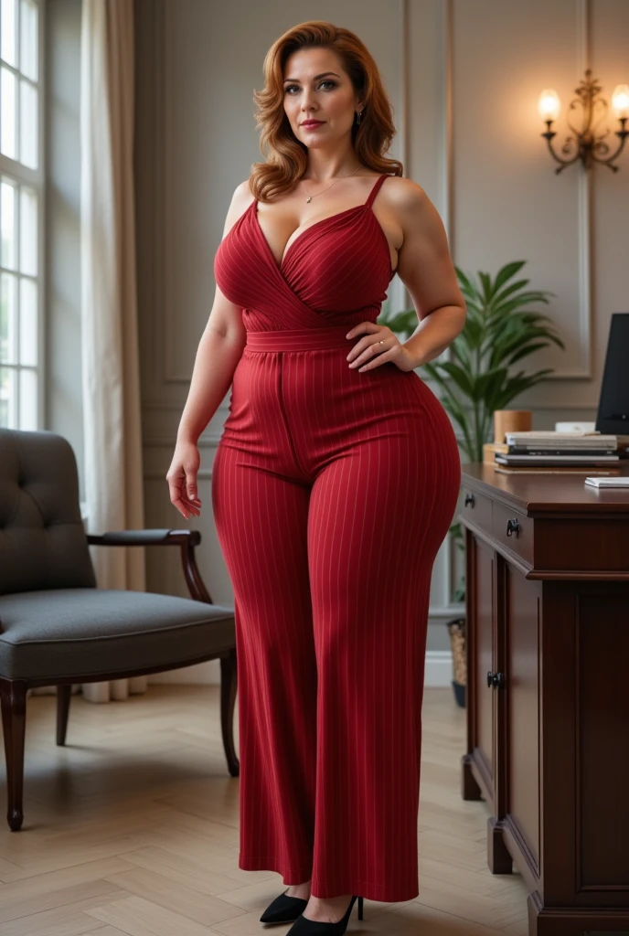 Arabic Woman in Japanese street, curvy body , wearing jumpsuit pajamas, beautiful woman, very detail ,pawg, long legs ,thick high, full body in camera, pawg, wearing strap wedges