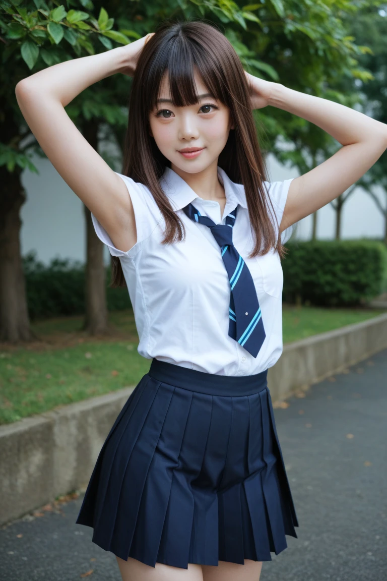 Cute high school girl, kendo, kendoユニフォーム, Stretch your arms
