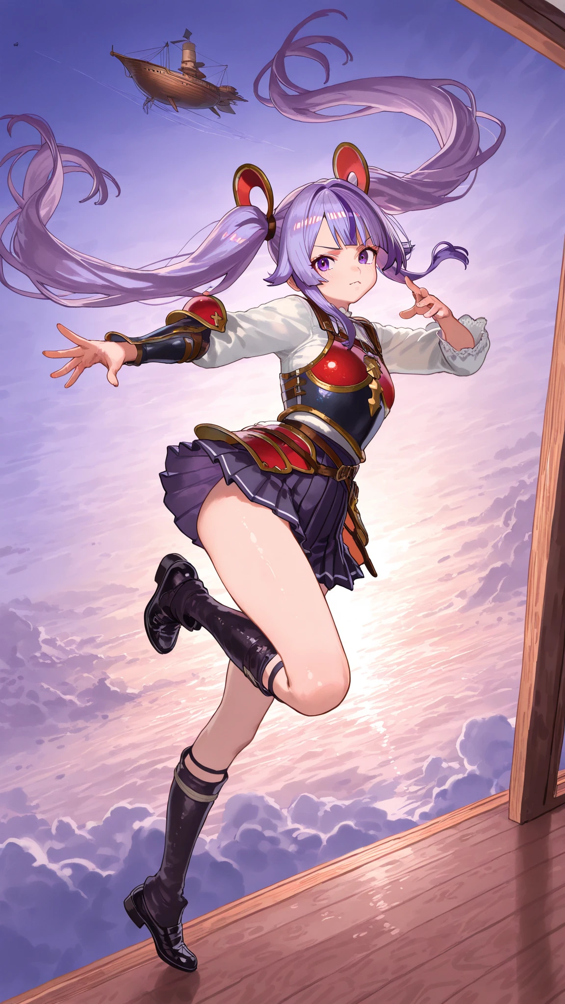 masterpiece, best quality, JingliuV5, 1girl, solo, gloves, gloves, dress, bare shoulders, closed mouth, boots, sky, black gloves, black footwear, blindfold, night sky, full moon, elbow gloves, armpits, arms up, ((chain, bound, restrained:1.3)), sitting, wariza, night, starry sky, sky, cowboy shot, view from below, far shot