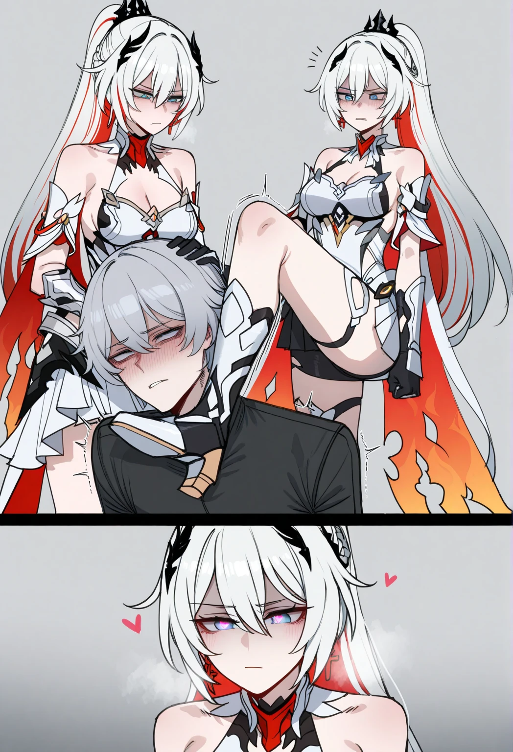 （（high quality、masterpiece、detailed、Normal body、５This finger、Accurate、delicate））、Magical girl（（Silver Hair、White-based colored leotard armor、Ultra-high-cut、More than excited、sling leotard、Transparent leotard、Iron Collar、Torn leotard、Torn leotard、Estrus、Aphrodisiac effect、Erogenous zone sensitivity 100 times、Nipple erection、Clitoris erection、orgasm、The pupil is the heart））、Defeated heroine、The leotard is torn and has holes in it..、Stretch your arms from side to side、敗北しCrucified、Crucified、Chain crucifixion、Chained、Open your mouth、shortness of breath、White Breath、Sweet Sigh、AHE Face、Slave Collar、Leash color、Strict collar、Iron Collar、The fall of slavery、The Fall of Pleasure、Exposing the abdomen、Dirty emblem on abdomen、The body shining with the lust mark is burning up、Electric vibrator on nipples、Electric rotor on the clitoris、Torn look