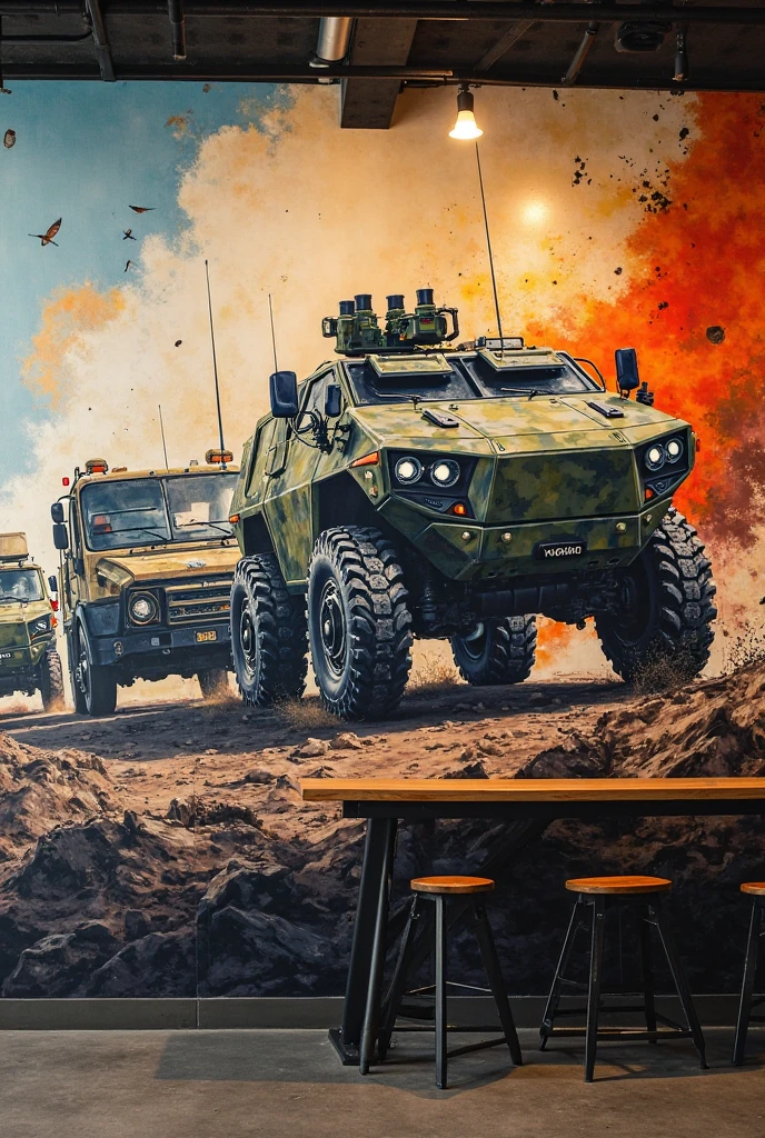 <lora:Churchill_Tank:0.8> churchill tank driving through the desert, dust, exhaust fumes, sparse vegetation