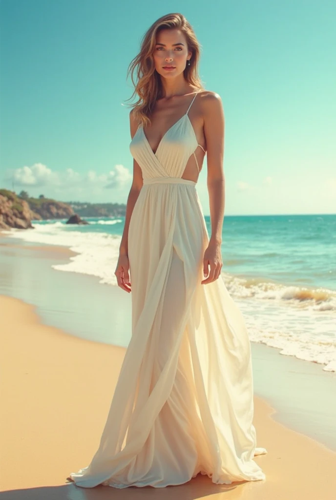 put the model on the beach