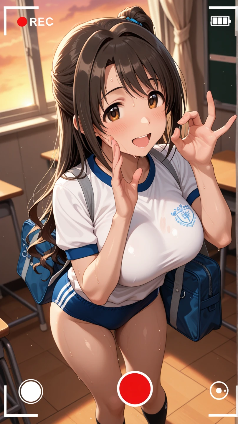 Anatomically correct right and left hands holding the chest、five fingers