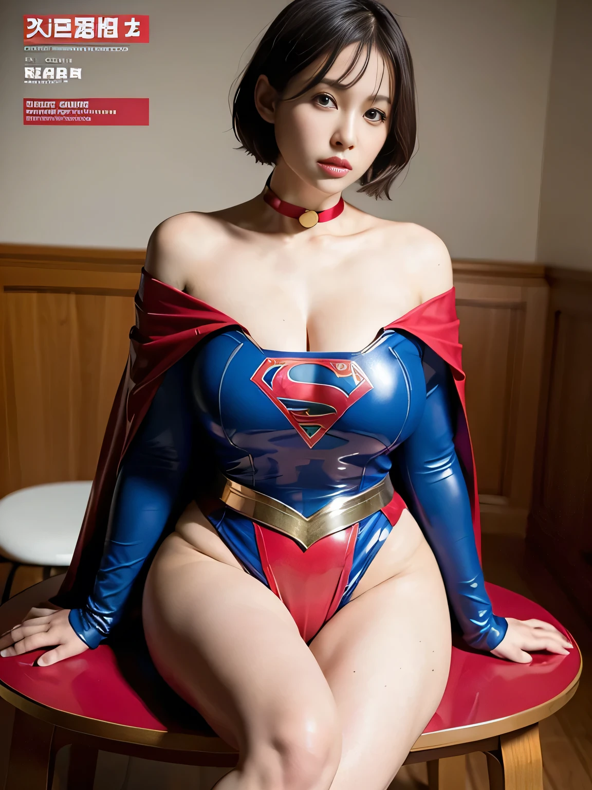 masterpiece、Rubber Supergirl Costume、short hair、Rubber Long Boots、Big and ample breasts、shiny sweaty skin、looking at the camera、choker、Long sleeve、Sexy poses to seduce、Off the shoulder、latex、From the front、athlete、Racing Bloomers、Red Cape、Muscle training、Beautiful breasts、Photo magazine cover、operating room、wallpaper for pc、