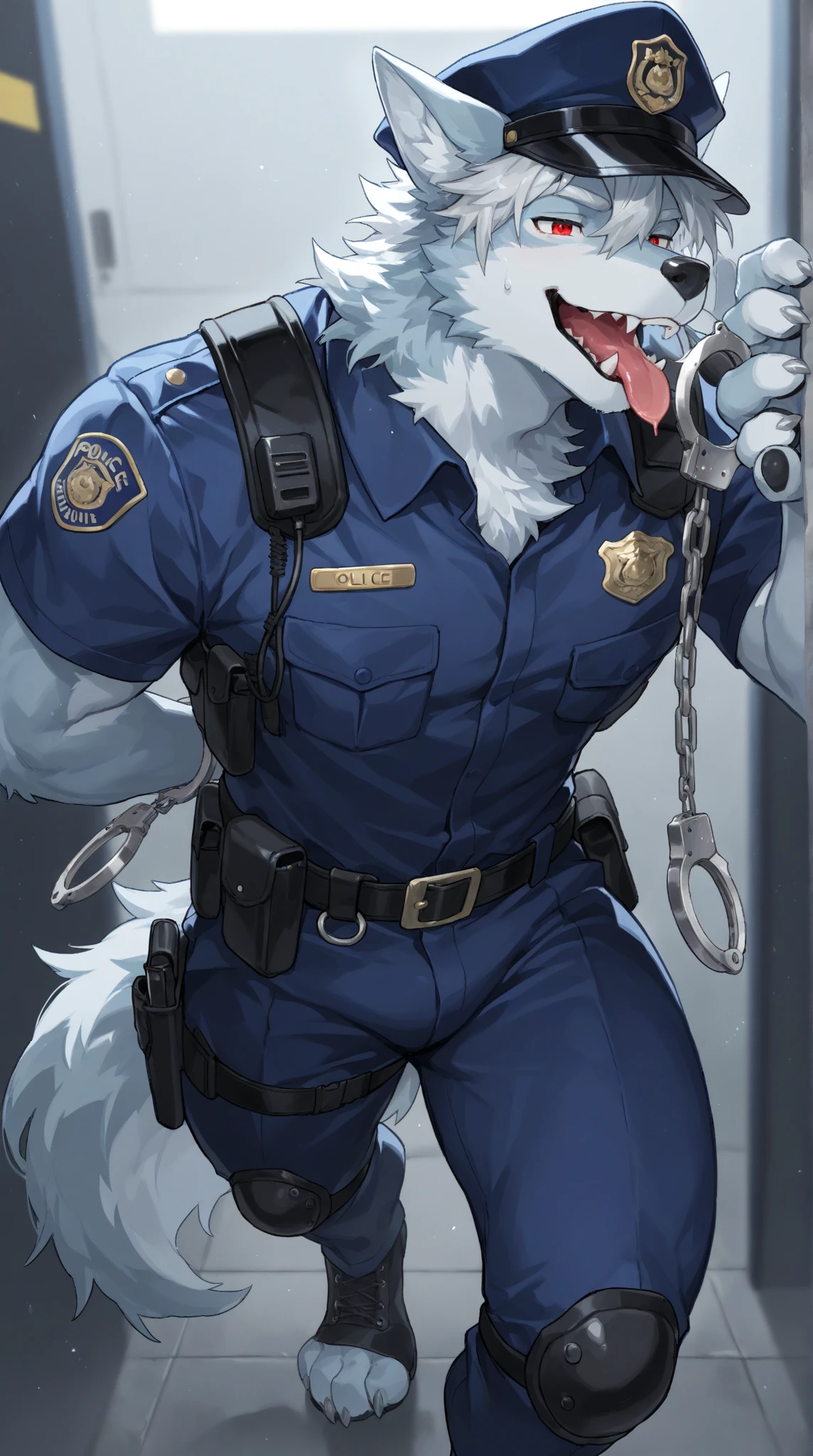 furry, anthro, border-collie, realistic canine penis:1.3, canine penis:1.8, canine penis:1.2, (he is wearing swat clothes:1.6), realistic canine penis, big flaccid testicles:1.4), super detailed, detailed face, best art, 8k, vibrant, by snowskau:0.4, by taran fiddler:1.8, by RedRusker:1.8, art stile, 3D, halfbody, half body