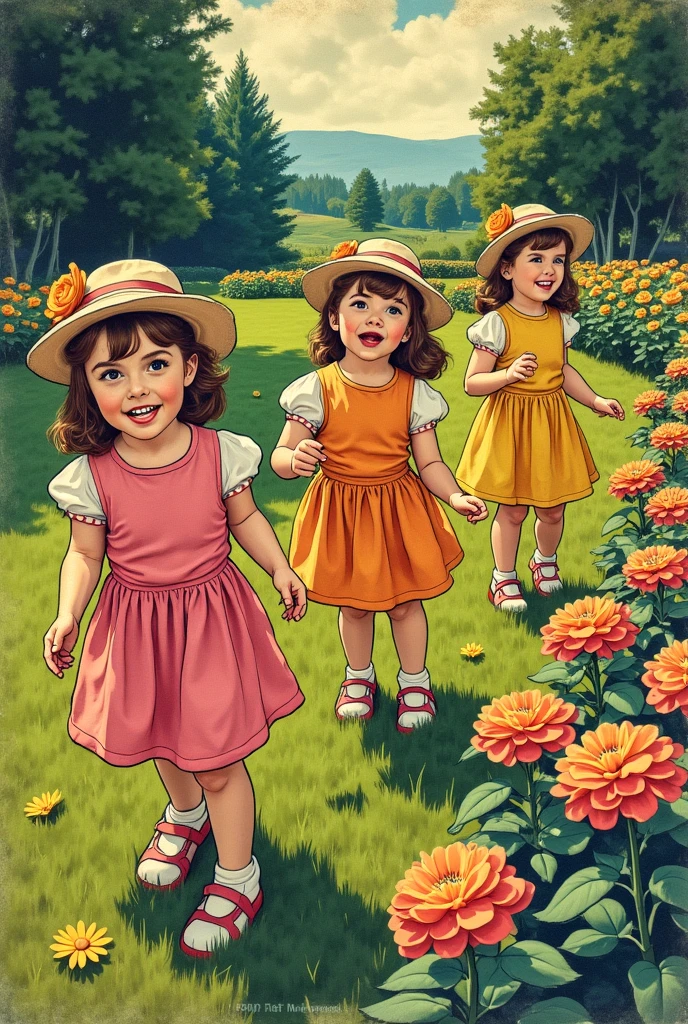 two little girls wearing hats laying on a field of hay, beautiful gemini twins portrait, painting digital adorable, next gen, beautiful gemini twins, twins, lindo pintura digital, Duas meninas, airbrush digital oil painting, Digital painting nice, Arte Digital, Arte Digital, meninas fofas, pintura digital impressionante, epic tale of the twin sisters, bela Arte Digital, Arte ocidental