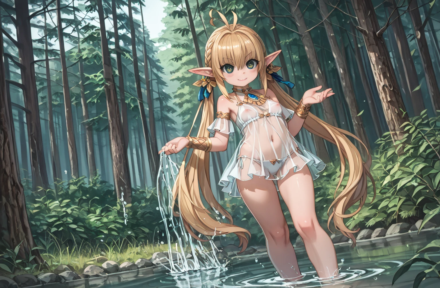 Naheedah, Tight micro bikini, Erect nipples, Wet Skin, Glowing Skin, First Person View, girl, Seductive pose, Pixiv, Grin, Spread your legs,