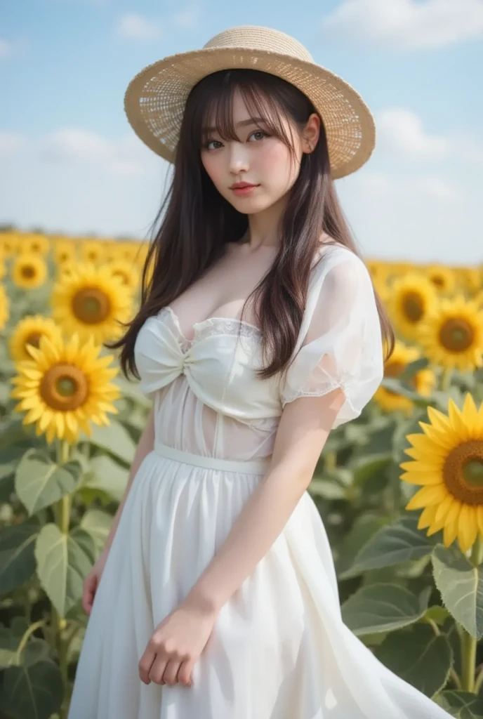 anime style 4 k, girls frontline style, beautiful anime girl, anime moe artstyle, attractive anime girl, smooth anime cg art, anime girl with long hair, anime girl walking on water, from girls frontline, anime art wallpaper 8 k, (anime girl), best quality, masterpiece, high_res, 1girl, hair ornament, necklace, jewelry, Beautiful face, upon body, tyndall effect, photo realistic, dark studio, rim lighting, two tone lighting, (high detailed skin:1.2), 8k uhd, dslr, soft lighting, high quality, volumetric lighting, candid, Photograph, high resolution, 4k, 8k, Bokeh, medium breasts, open fingers, (hair color:blonde:1), loving expression, blushing face, wet, see through dress,black dress, shy, hair clips, erect, heart hair ornament, rose pattern clothes, blushing face, tokisaki kurumi, white scarf, necktie , red eyes, double low twintails, white summer dress, smiling, holding strawhat, red ribbons