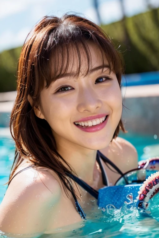 masterpiece, best quality, 8k resolution, Very detailed, hairy,tiger,((red hair)),muscle,Strong,超大muscle,((Sweating)),(((Purple Eyes))),For the audience,(((Lifeguard))),portrait,(((Shirtless))),(Highest quality scene),(((thong))),(((Nautical Mile))),(((smiling))),(((Hip bulge))),(((Ultra clear eyes)),(((Blushing))),((Solitary)),((whole body)),(((Sunlight))),(((Swimming style))),((Mature)),(((Uncle))),(((Orange fur)))