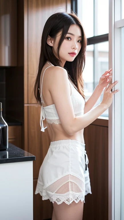 Beautiful woman、high resolution、Sexy buttocks、In underwear、See-through underwear、tea bag、