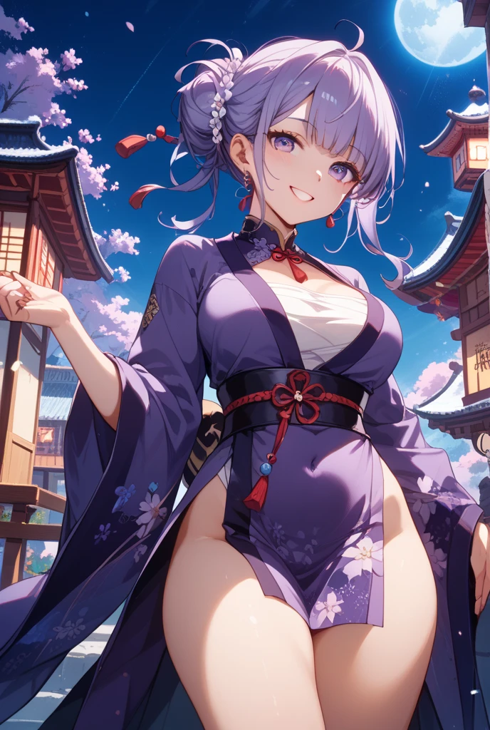 elise, 1girl (3heads:1.5), very huge breasts, long hair, masterpiece, best quality, highly detailed, a anime girls in kimono dress with a sword posing for a picture, bare shoulder, open kimono, evil smile, open mouth, crop top , (nsfw) not safe for work, smile, ecchi anime style, anime girls, ecchi style, ecchi, digital anime art!!, in anime style, official artwork, visual novel cg, beautiful anime girl, anime style 4 k, kimono pencil skirt, exposed belly, exposed navel, exposed midriff, exposed lower belly, outdoor, japanese architecture, temple
