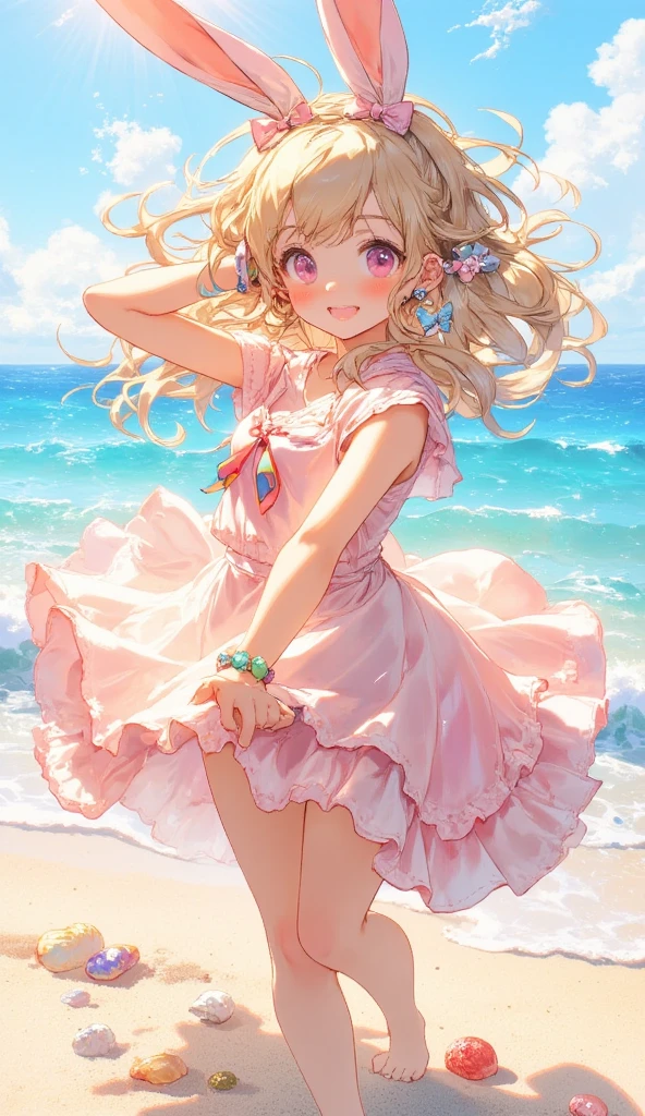1 Girl 15 years old cute pose sitting on the Beach, bikini small tits, UHD, masterpiece, ccurate, anatomically correct, textured skin, super detail, high details, high quality, highres, best quality, 8k