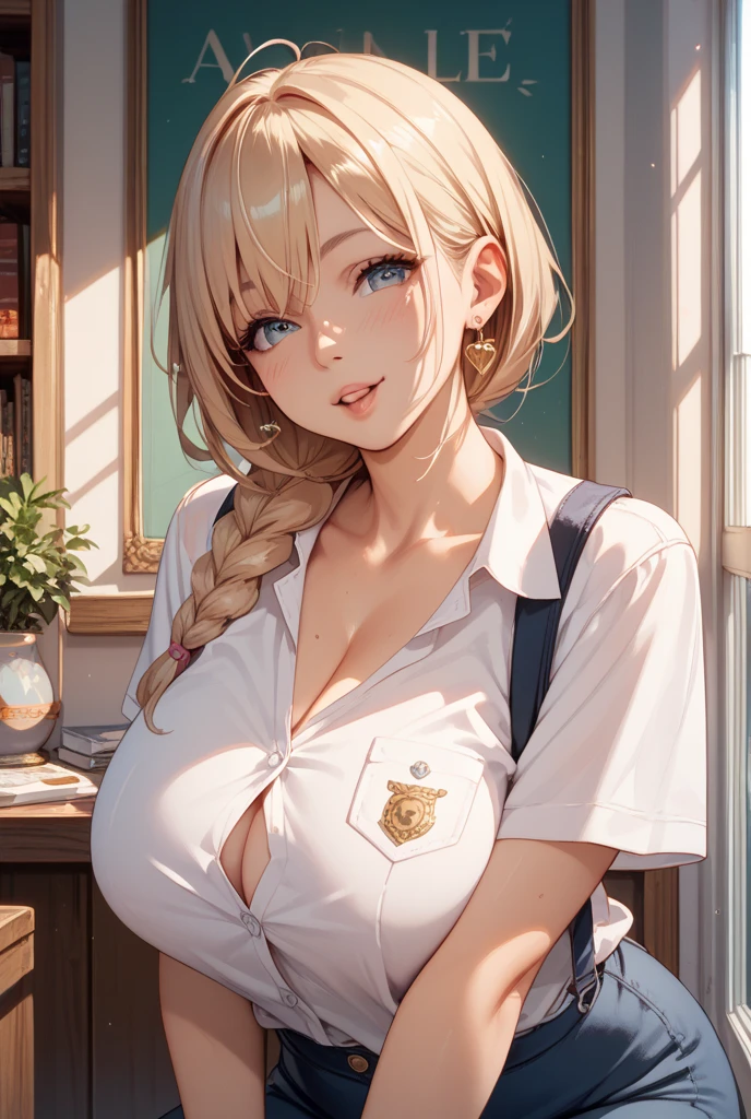 ((highest quality)), ((masterpiece)), ((Perfect Face))、((the skirt is rolled up))、((Showing panties))、((Revealing underwear))、(((Heart mark on the eyes)))、Blonde、ponytail、orgasm、Flushed face、Sweaty all over、Ahegao、nurse uniform
